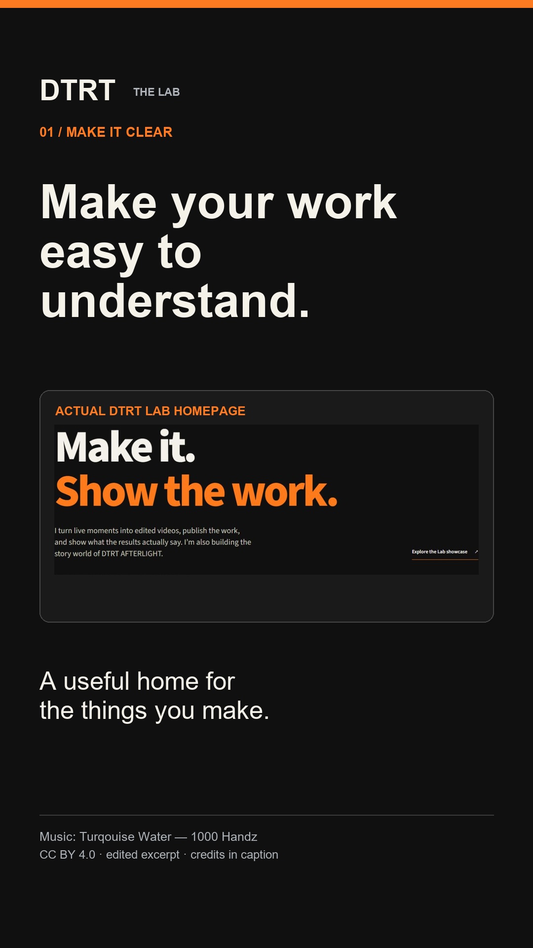 Make your work easy to understand: a short DTRT Lab introduction